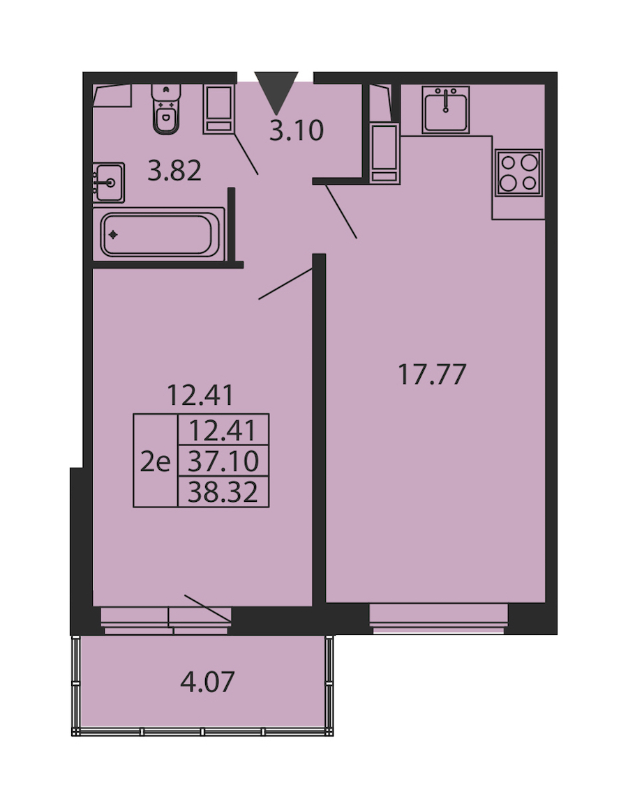 1-комнатная квартира 37.1 м², 12/12 эт., ЖК «Полис ЛАВрики»